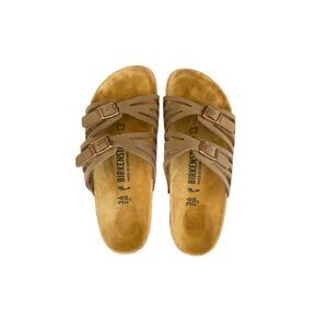 Birkenstock Womens Tan Flat Buckle Roomy Toe Box Granada Narrow Sandal Size 36